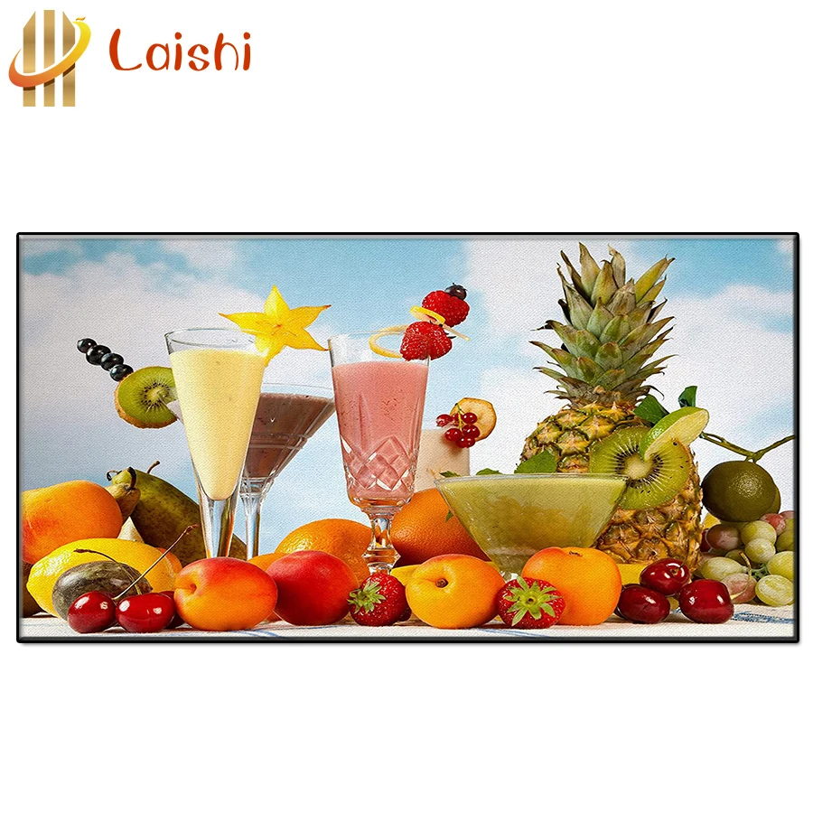 3D DIY Tropical Fruit Juice Diamond Painting, Full Round, Square Drill, Mosaic Picture, Home Wall Decoration, Gift