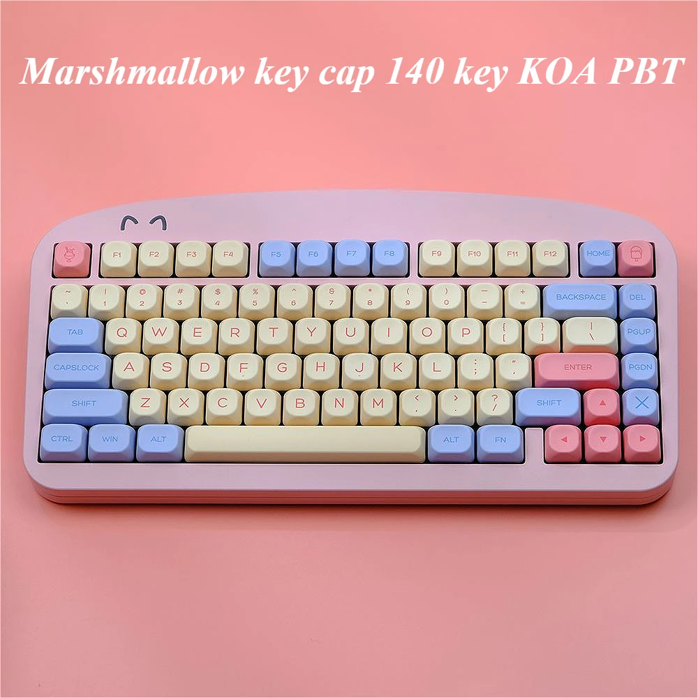 Marshmallow, Keycap 140 Keys KOA PBT for 61/64/87/104/108Keys GMK67 Gaming Mechanical Keyboard