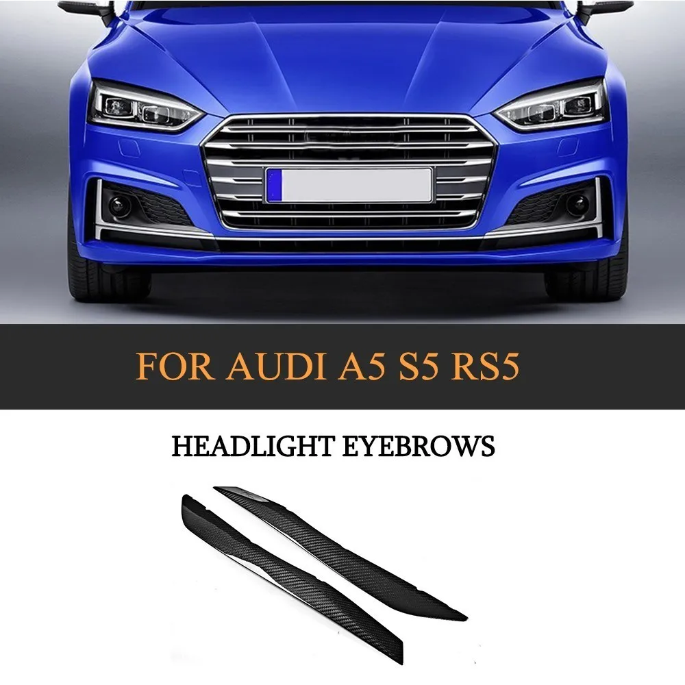 Dry Carbon Fiber Headlight Eyebrows Sticker Decoration Trim For AUDI A5 S5 RS5 2017 2018 Pure Carbon Dry FRP