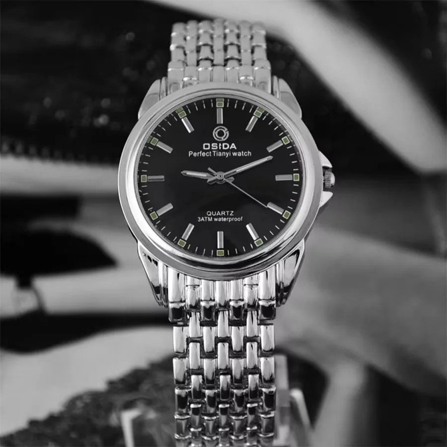 shsby Men's Full Stainless Steel Quartz Couple Watch  Analog Quartz Watches  Women Dress Fashion Watches