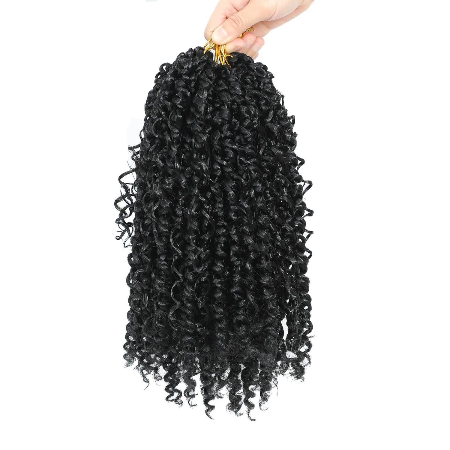 7 paquetes de trenzas torcidas de ganchillo bohemias negras naturales, extensiones de cabello pre-bucle, diosa Passion Twist con extremos rizados sintéticos