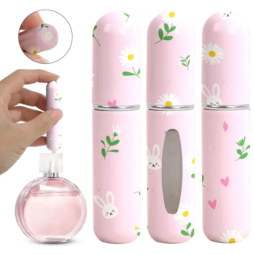 1pcs Cute Bunny Flower Pattern Portable Perfume Bottle - 5ml Mini Sprayer, Light and Portable, Suitable for Travel and Daily Use