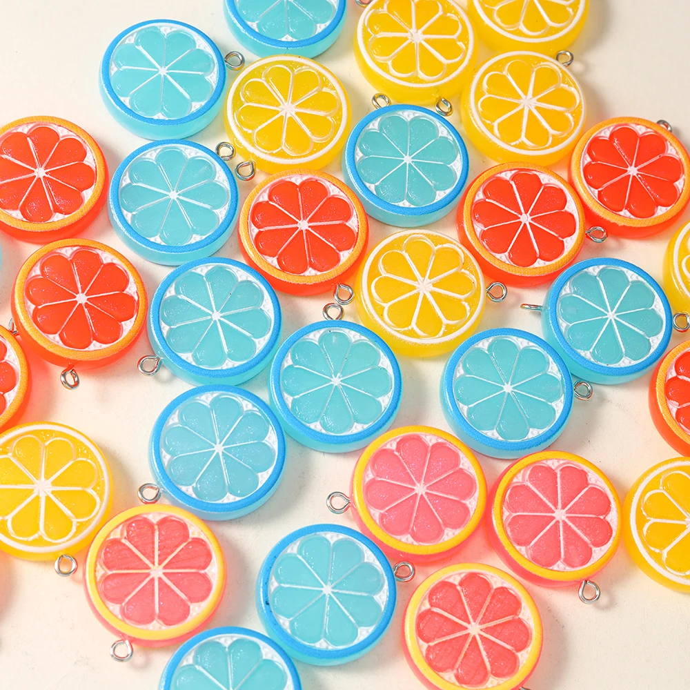 Mixed 10pcs Resin Lemon Slice Charms for Earring Necklace Orange Charms Pendant Diy Jewelry Making Accessories