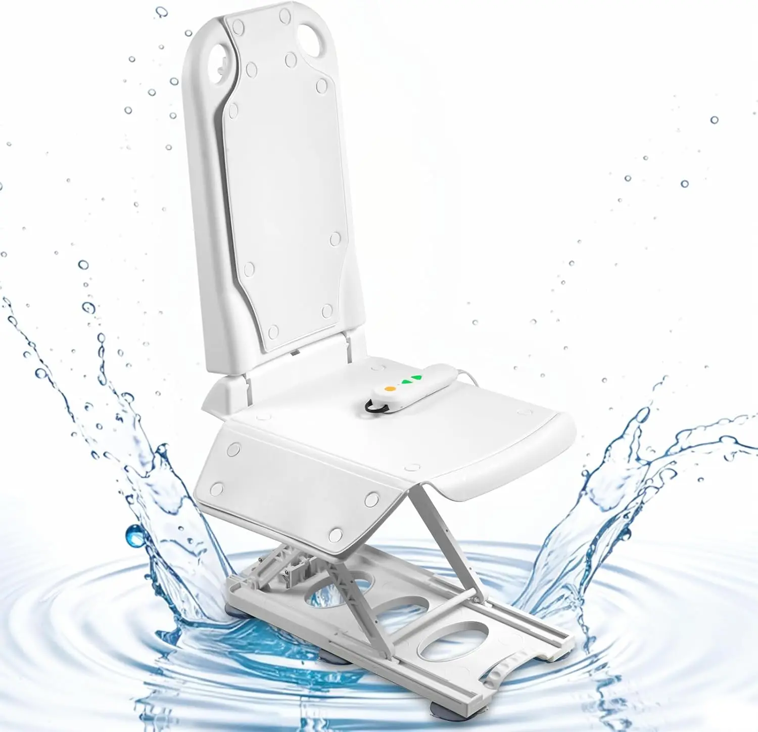 Electric Bath Lift Chair, IP68 Waterproof Floor Lift for Elderly, Get Up from Floor, Weight Capacity 300LBS (White)