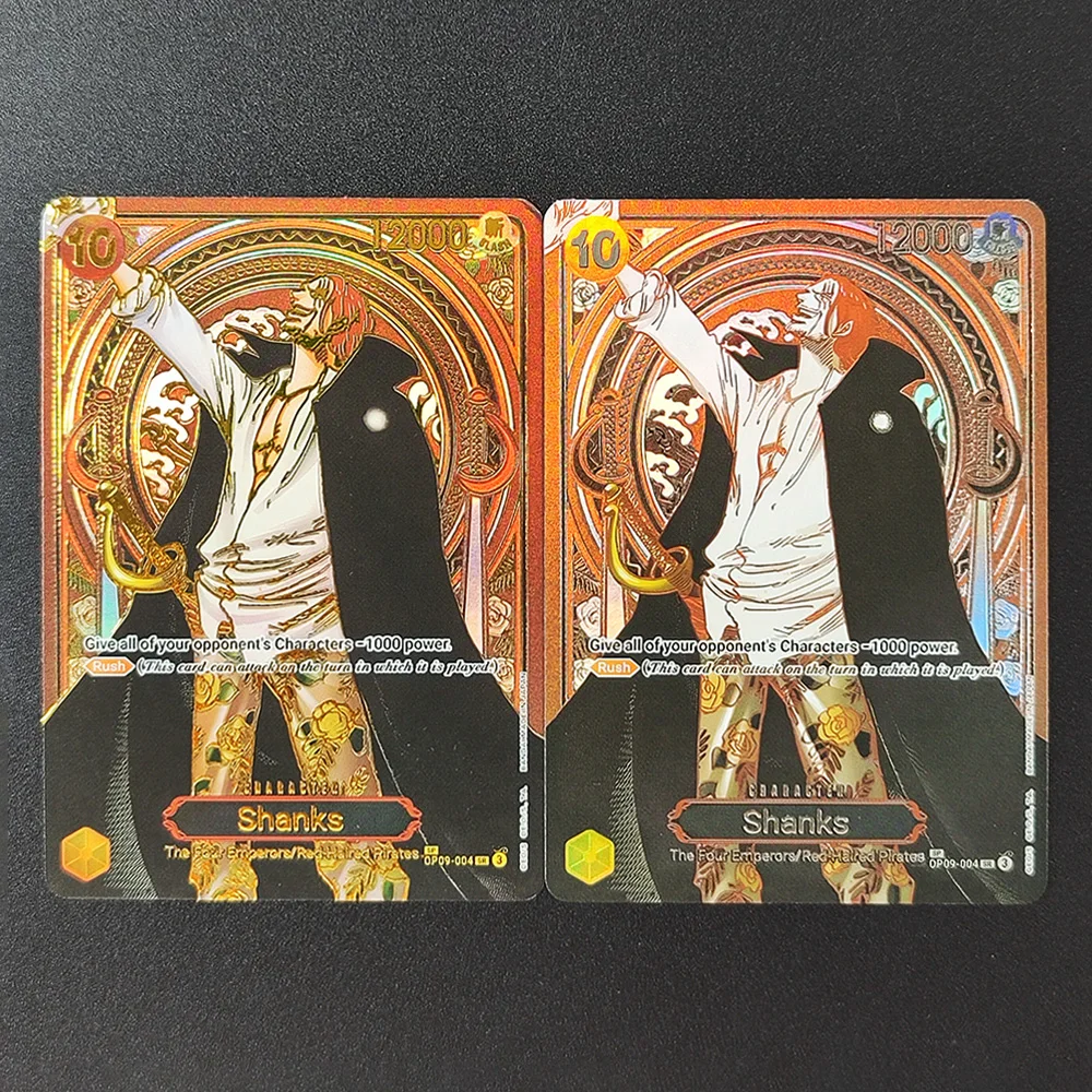 

Self Made One Piece OPCG English Shanks OP09-004 Gold Red Four Emperors Red-Haired Pirates Коллекция аниме Флэш-карта Игрушка