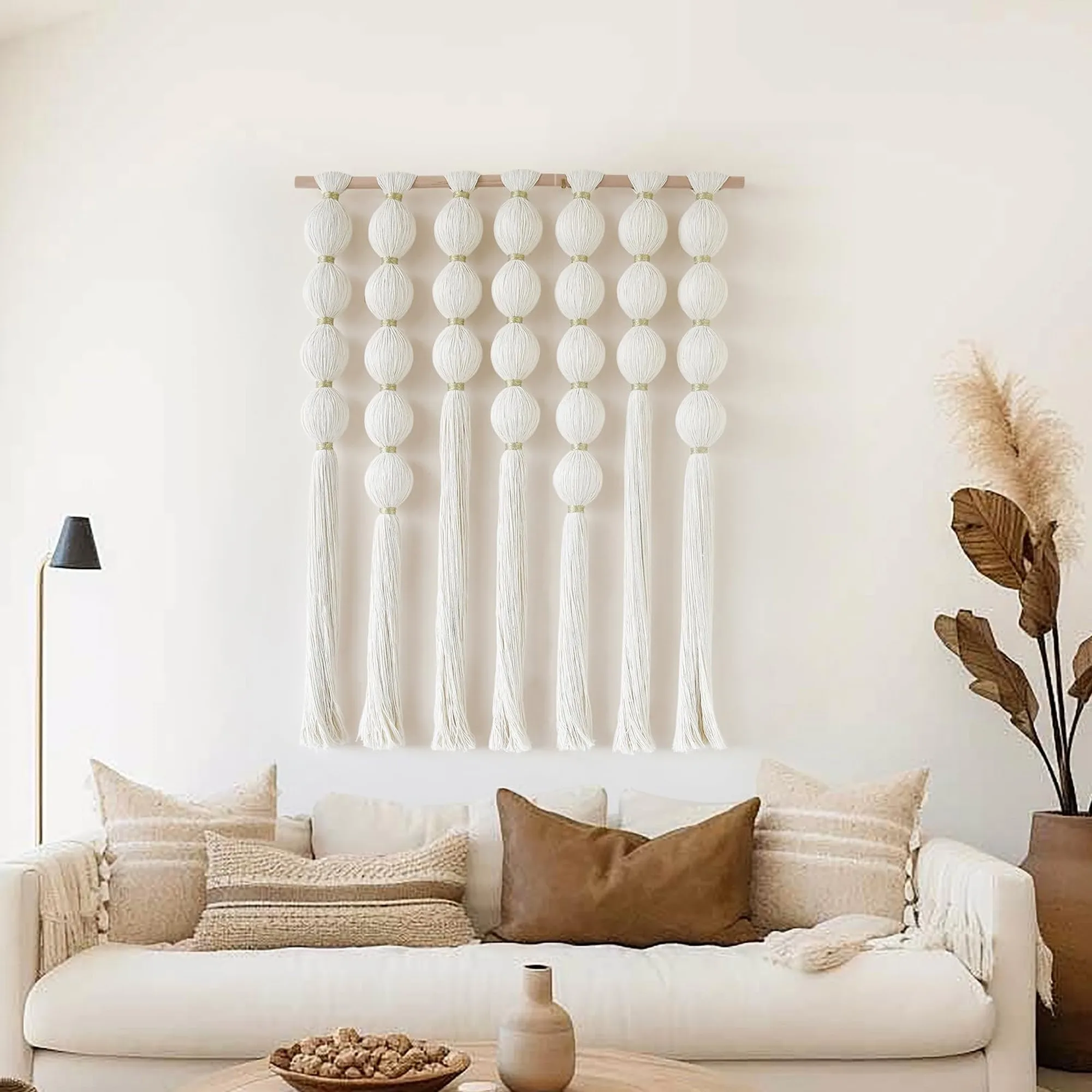 39 Zoll breit x 39 Zoll lang, kugelförmige Wanddekoration aus Fasergarn, moderne Farmhouse Boho neutrale Wanddekoration für Eingangsbereich, Schlafzimmer, Wohnzimmer, Büro