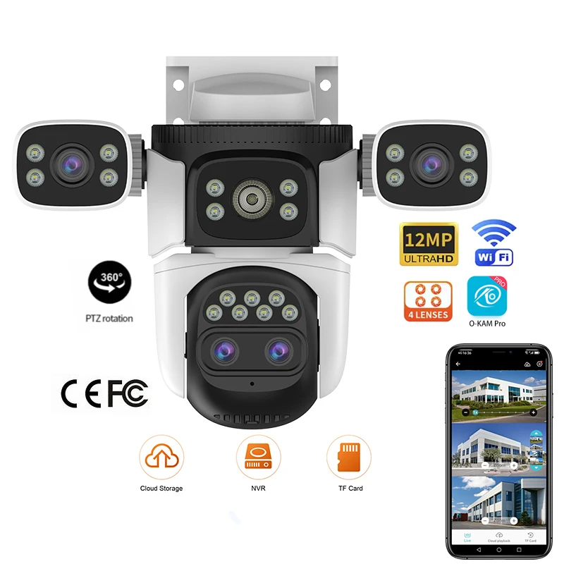 

New Arrival CS621ZS Four-lens 12MP Wifi Auto Human Tracking Wireless CCTV Outdoor Security Protection 360 Degree Ptz Camera
