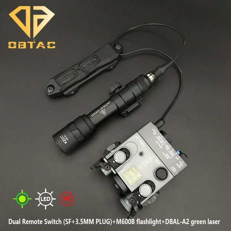 Tactical Metal DBAL-A2 Red Green/IR Laser Indicator and SF M600B Flashlight Dual Control Pressure Switch Hunting Accessories Set