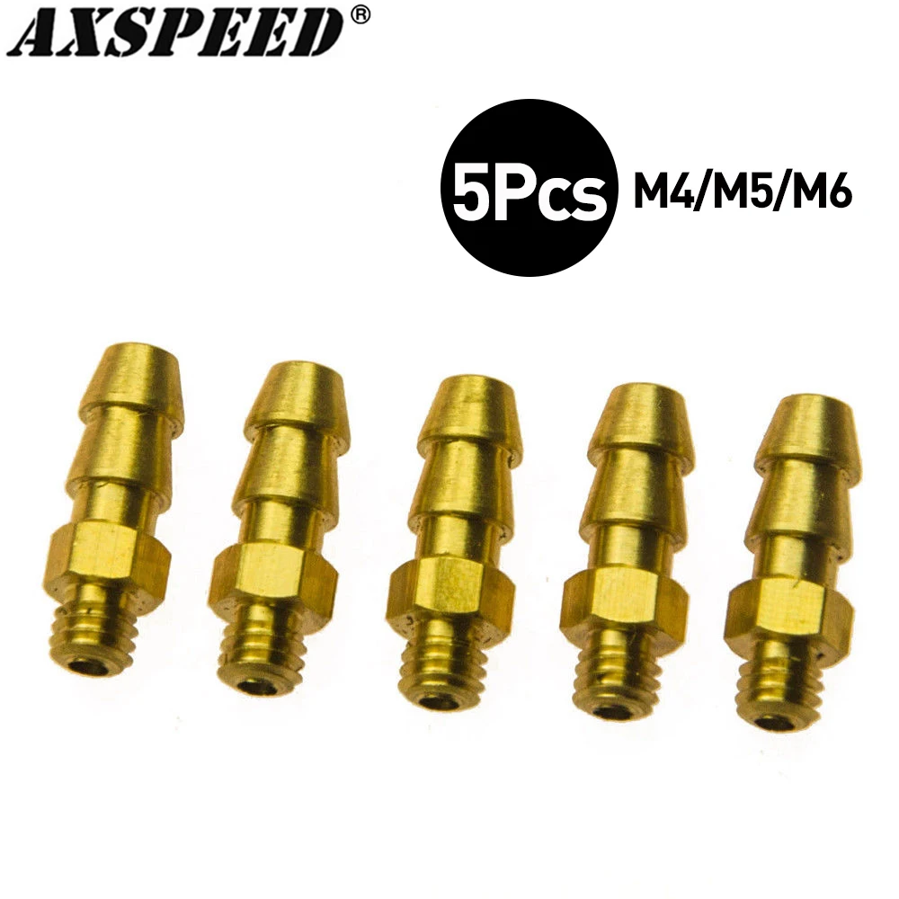 AXSPEED 5PCS RC Boat Brass Water Cooling Faucet M4/M5/M6 Thread Water Nipples Fuel Nozzles for RC Gasoline Boat Parts