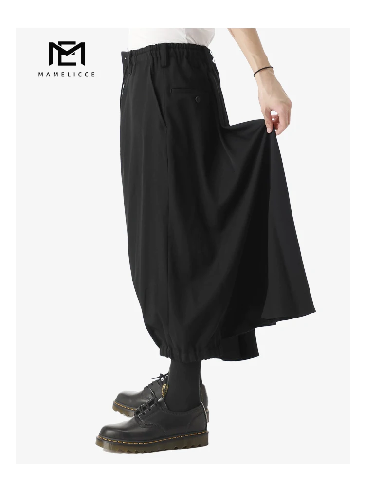 MAMELICCE harem pants men Pleated pants korean popular clothes baggy pants Slacks Wide pants japanese pants skirt for men