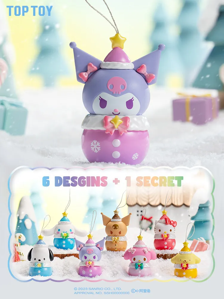 

Sanrio Рождественский зимний водный колокольчик, праздничная трендовая глухая коробка Kuromi Hellokitty, фигурка, украшение для рабочего стола, детский подарок на день рождения