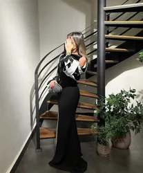customized O Neckline Floor-Length Zipper Up Long Sleeves Evening Dresses Party Dresses Vestidos De Gala Elegant Party Dre2025