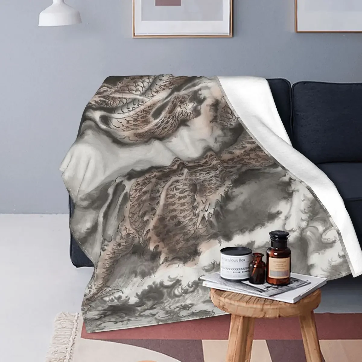 

Dragons Zodiac Blankets Flannel Print Animal Legend Anime Breathable Lightweight Thin Throw Blankets for Sofa Bedroom Thin Quilt