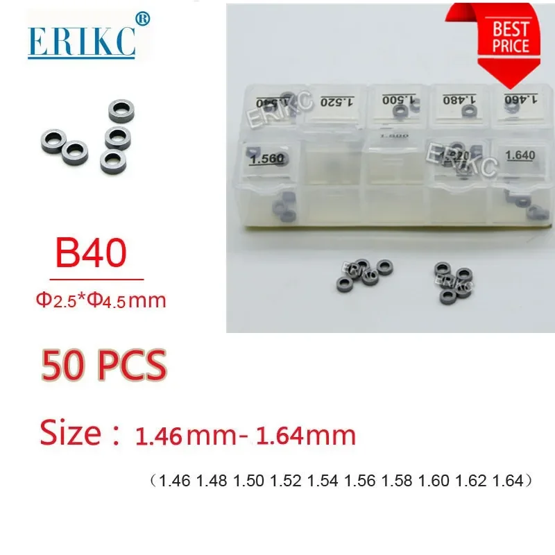 

ERIKC Shims B40 Gaskets Sizes 1.460-1.640mm Common Rail Injector Adjusting Shims 50 Pieces and Valve Adjustment Washer