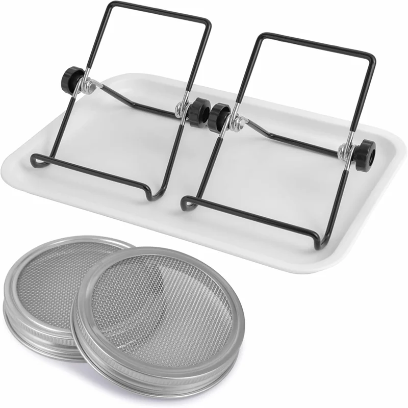 

A33R-Stainless Steel Mesh Sprouting Kit For Wide Mouth Mason Jars For Growing Broccoli Sprouts, Bean Sprouts, Sunflower, Etc