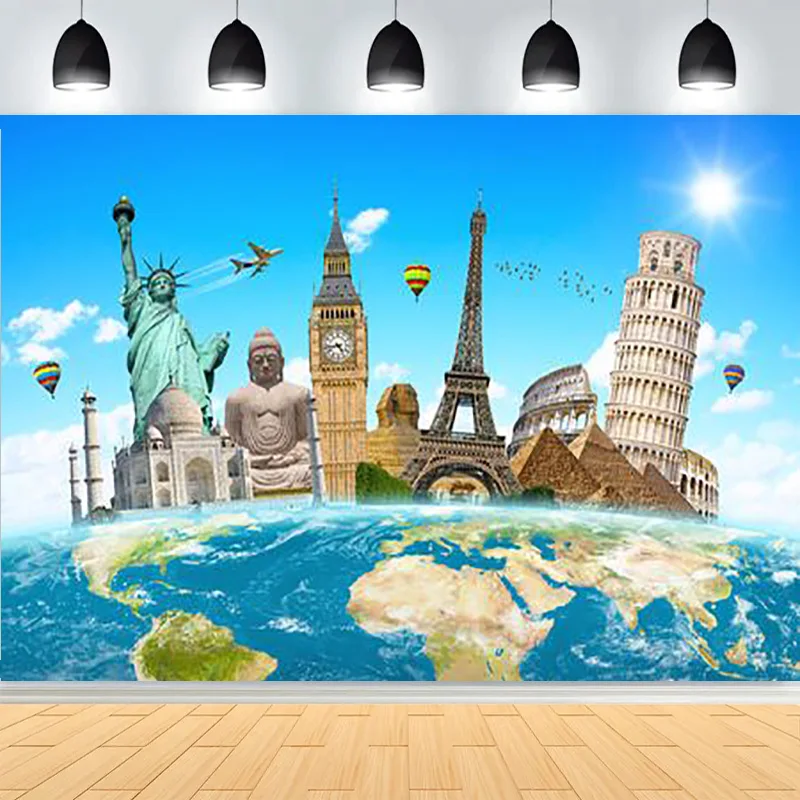 السفر حول العالم متصل خلفيات للتصوير الفوتوغرافي FWorld amous معالم عيد ميلاد الطفل صورة خلفية HQ-03