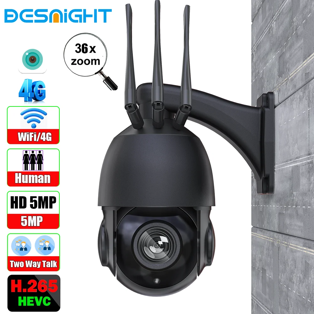 

New 5MP 2.5K PTZ IP Camera Wifi Audio AI Human Tracking 36x Zoom POE Onvif CCTV Color Night Vision Security Camera