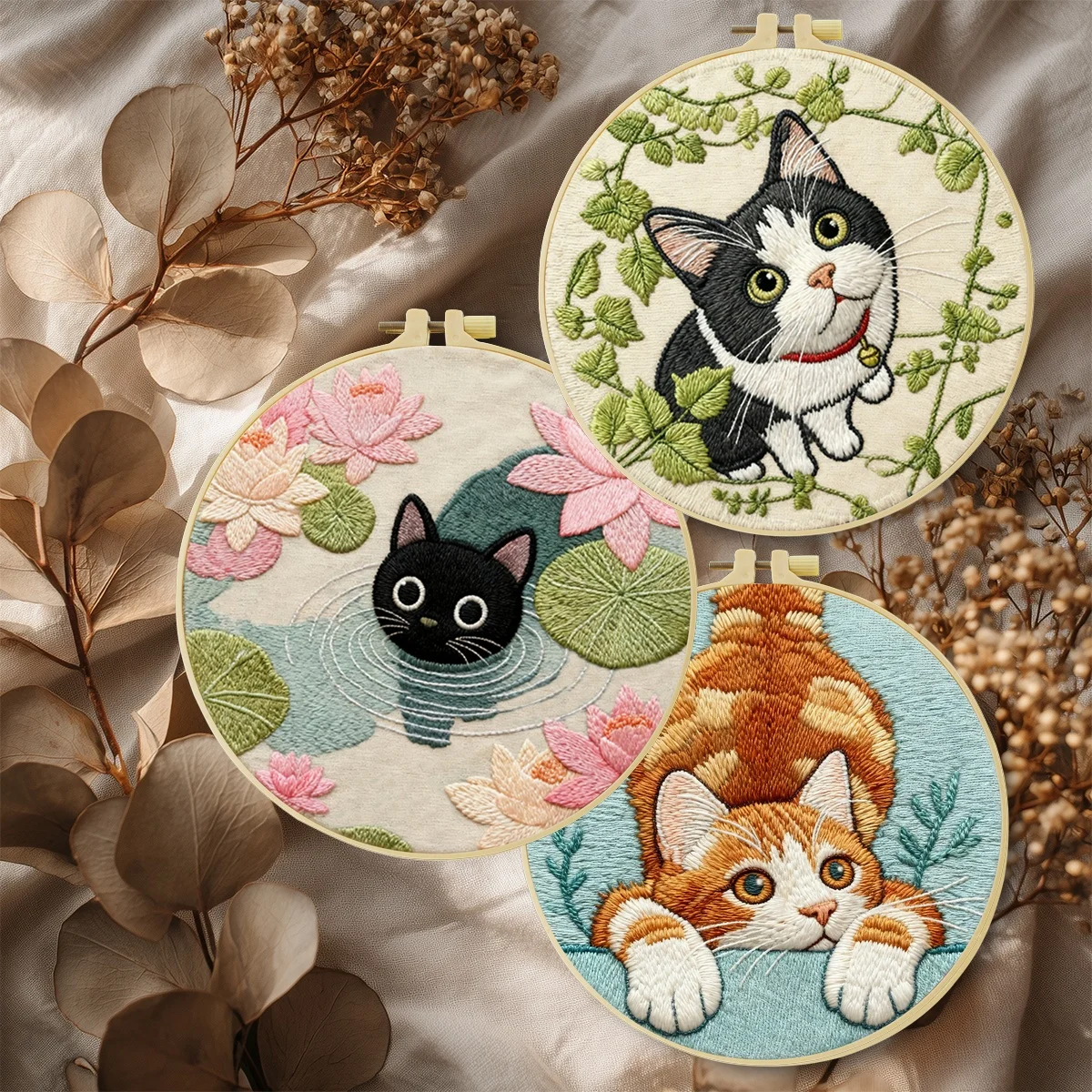 3-teiliges DIY-Stickmaterial-Set für Anfänger, inklusive Nadeln, Fäden, Stick-Starter-Kit, Kreuzstich-Kunst als Geschenk. – Detail 2