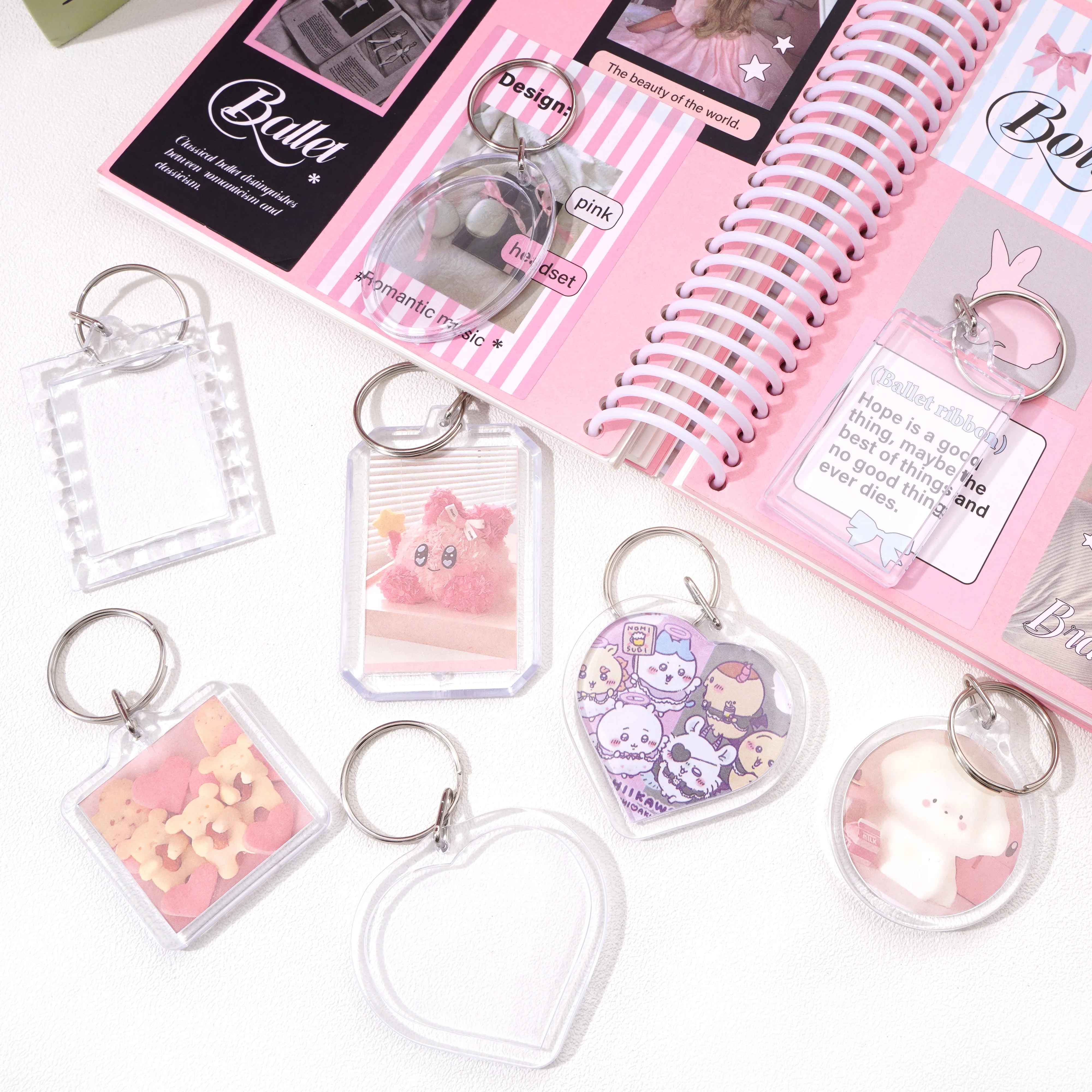 5-10Pcs Acrylic Blank Keychains Transparent Assorted Shapes DIY Keychain Gifts Decorating Crafts Keyring Blanks For DIY Supplies