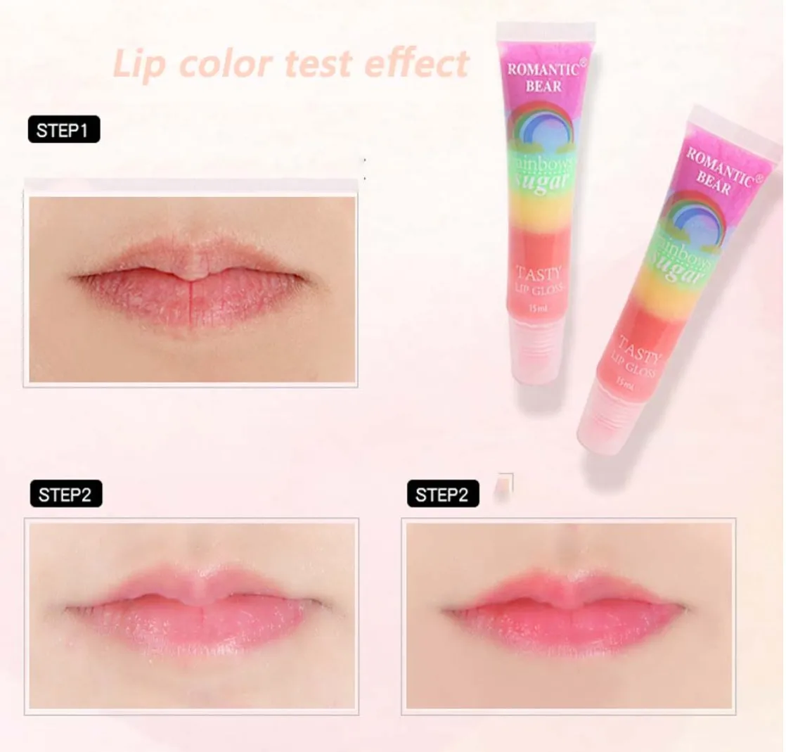 24pcs Makeup Rainbows Tool Lip Gloss Sequined Rainbow Jelly Lip Balm Delicious Lipstick Shiny Lip Tint Cosmetics Wholesale