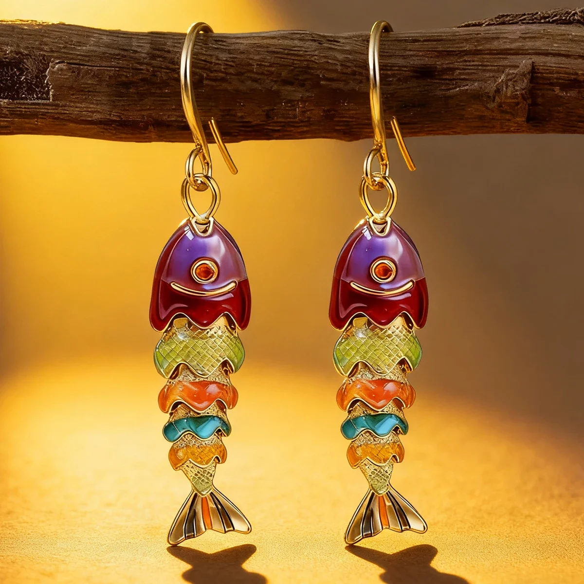 Ozeanfisch-Kupfer-Anhänger-Ohrringe, galvanisiert, 18 Karat vergoldet, Glücks-Koi-Ohrringe, Zubehör, niedlich, verspielt, geeignet für Frauen