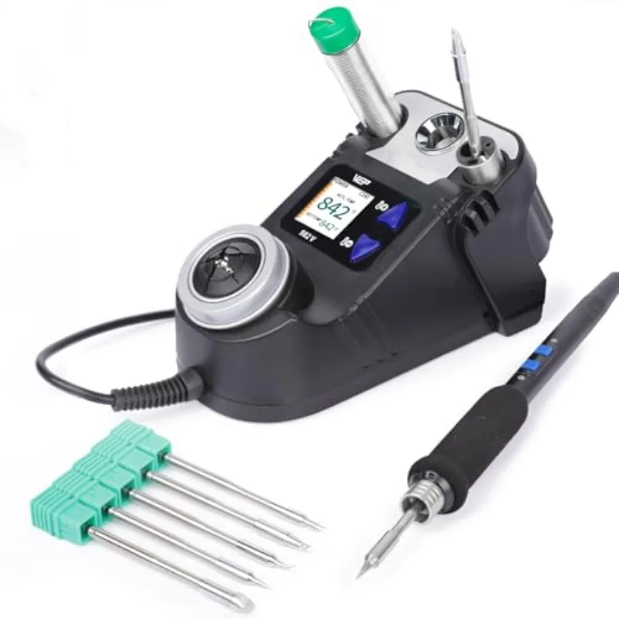 

982-V Micro Soldering kit with 5 C245 Soldering Iron Tips, Temperature Control, Sleep Mode, Auto Shutdown and LCD Display