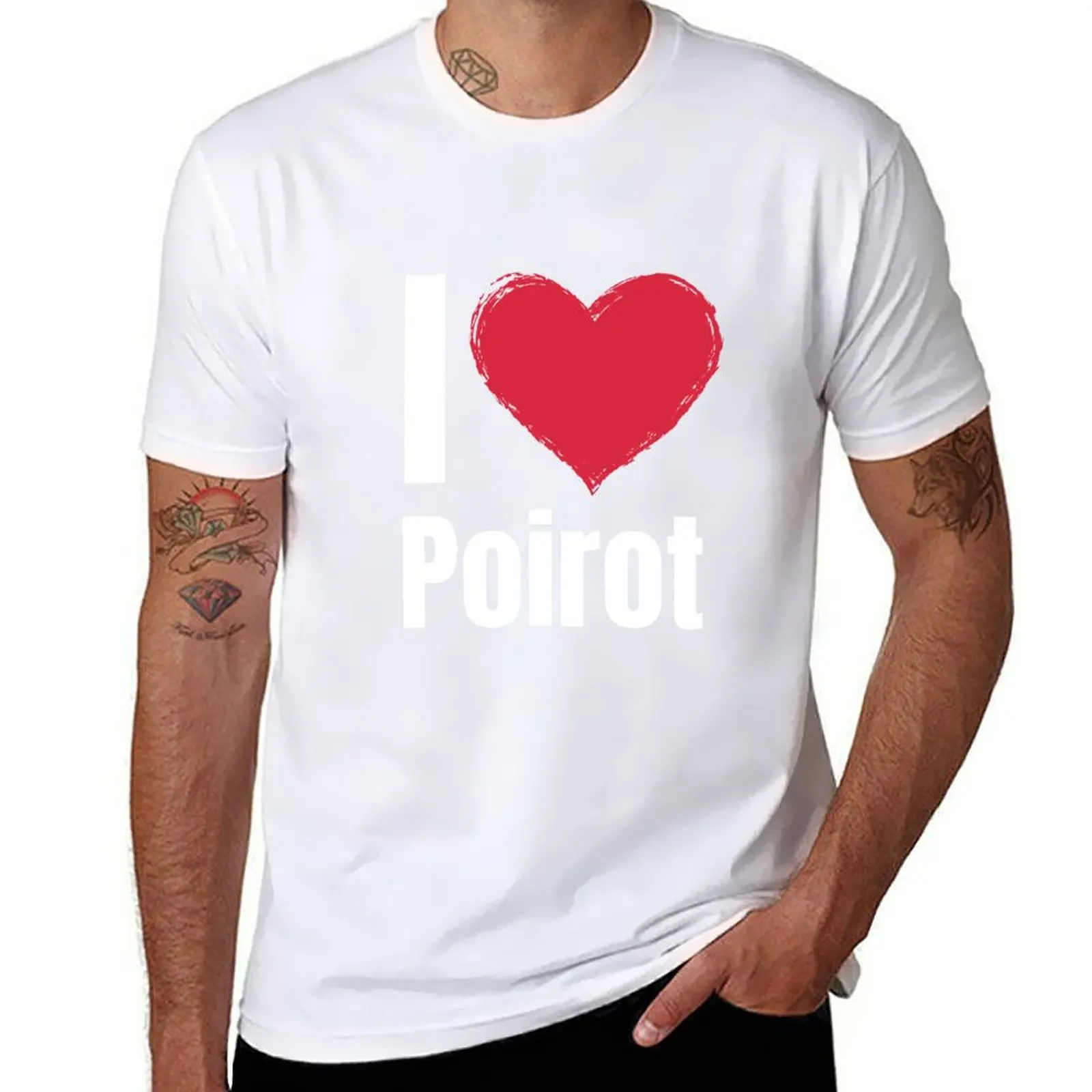 

Футболка I love Poirot, футболка с аниме, мужская футболка, футболка из 100% хлопка