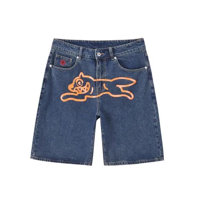 Pantalon Décontracté en Denim Brodé pour Homme, Short Cargo, Streetwear, Chien Volant, Lavage à l'Eau, Style Américain, pour la Plage, Été