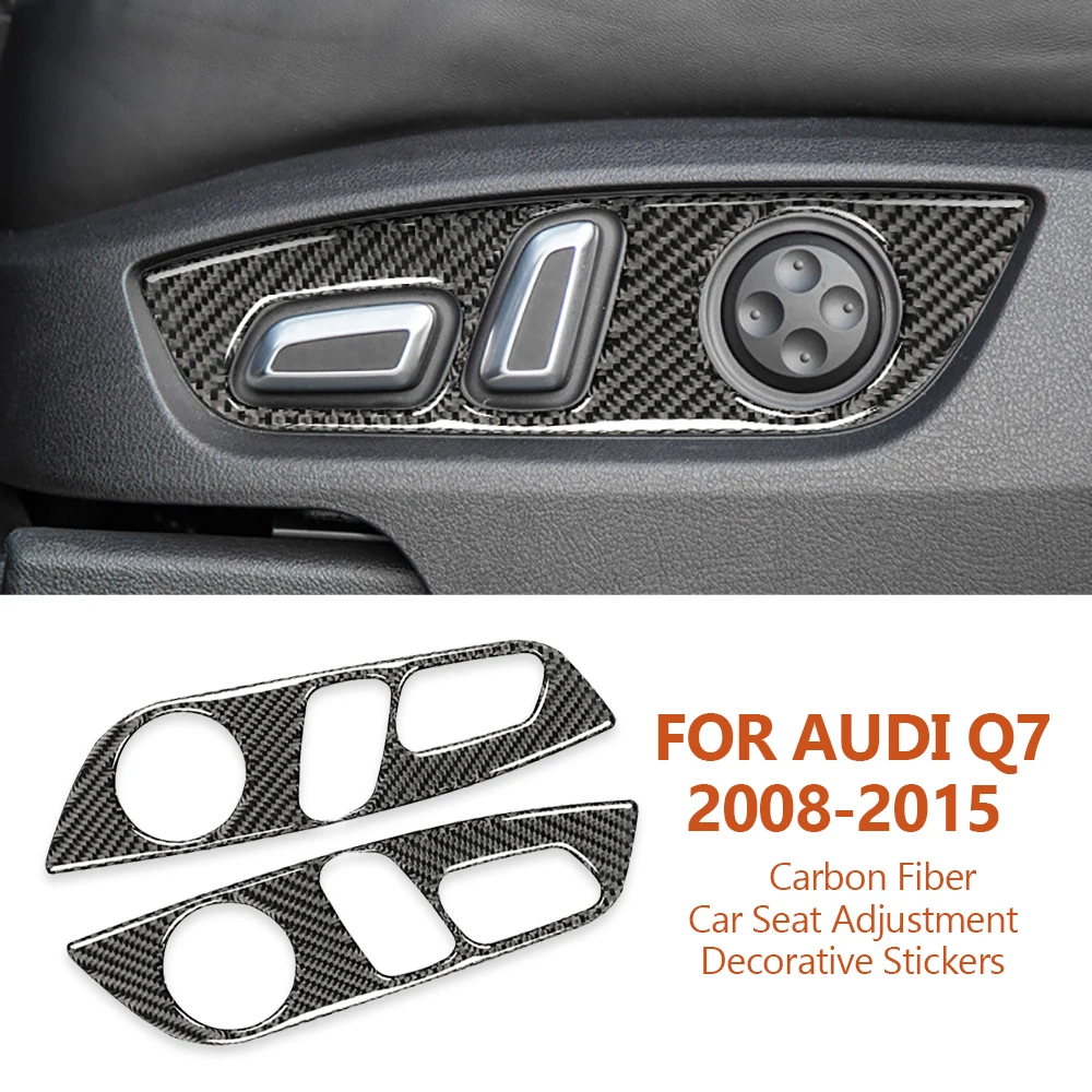 

For Audi Q7 2008-2015 Handmade Carbon Fiber 2PCS Car Seat Adjustment Decorative Stickers Auto Interior Modification Accesorios