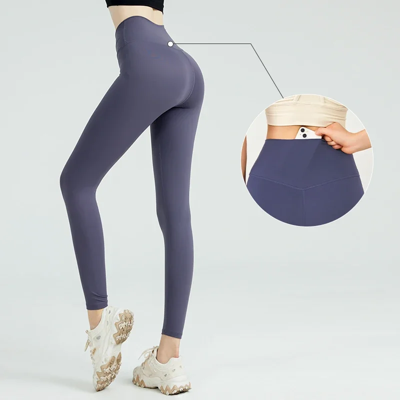 Women's outdoor fitness tummy-lifting leggings, stretch nude yoga pants image 3