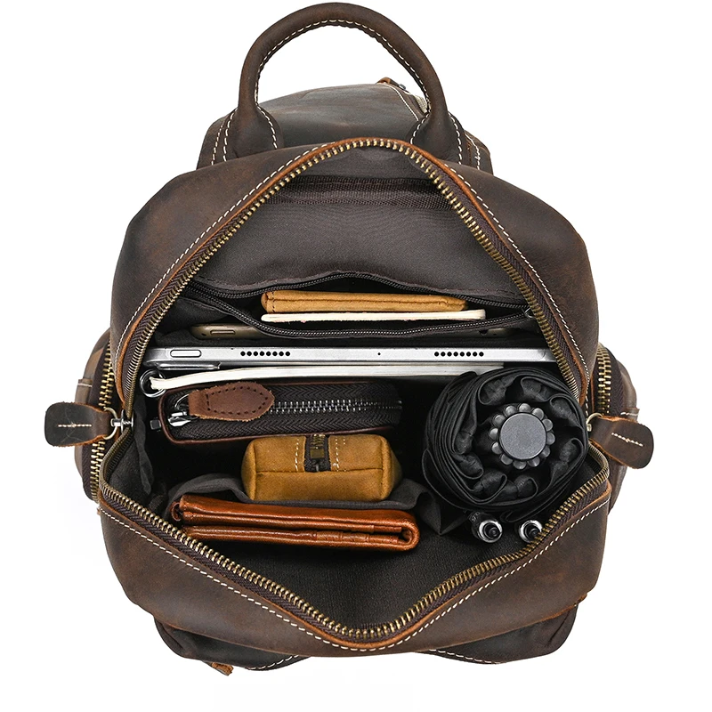 Newsbirds Genuine Leather Chest Bag Crazy Horse Leather Vintage Chest Pack Single Shoulder Crossbody Backpack For Men Male Bag
