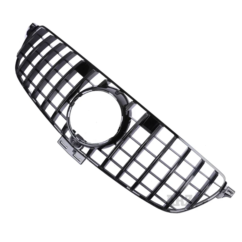 For Mercedes Benz GLE Class W166 Front Bumper Diamond Grill Panamericana GT Style Grille Silver Black 2015-2019 Car Accessories