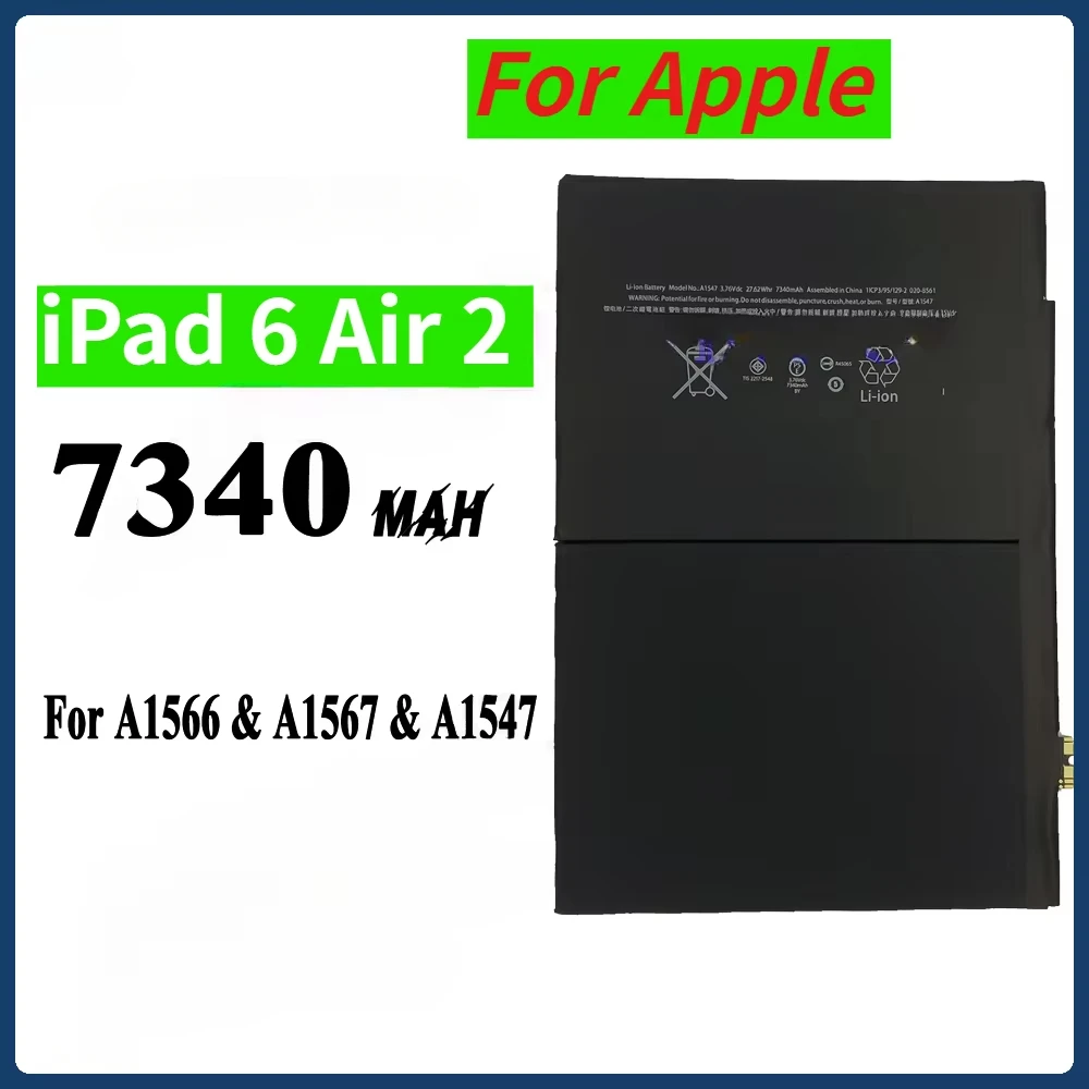 

For Apple IPad 6 Air 2 IPad6 Air2 A1547 A1566 A1567 7340mAh Replacement Battery Tablet Battery Батарея Ipad Air 2 +Tools Kits