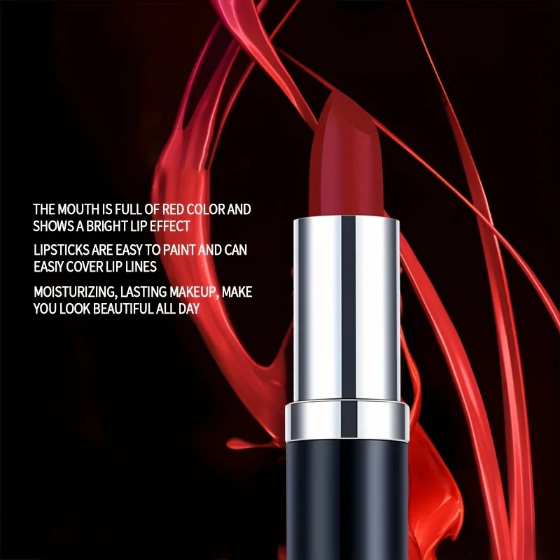 Matowa pomadka do ust, długotrwała, o wysokiej pigmentacji, aksamitny wykończenie, gładka i niesztywniająca się formuła, wiele intensywnych odcieni dla każdego typu skóry.