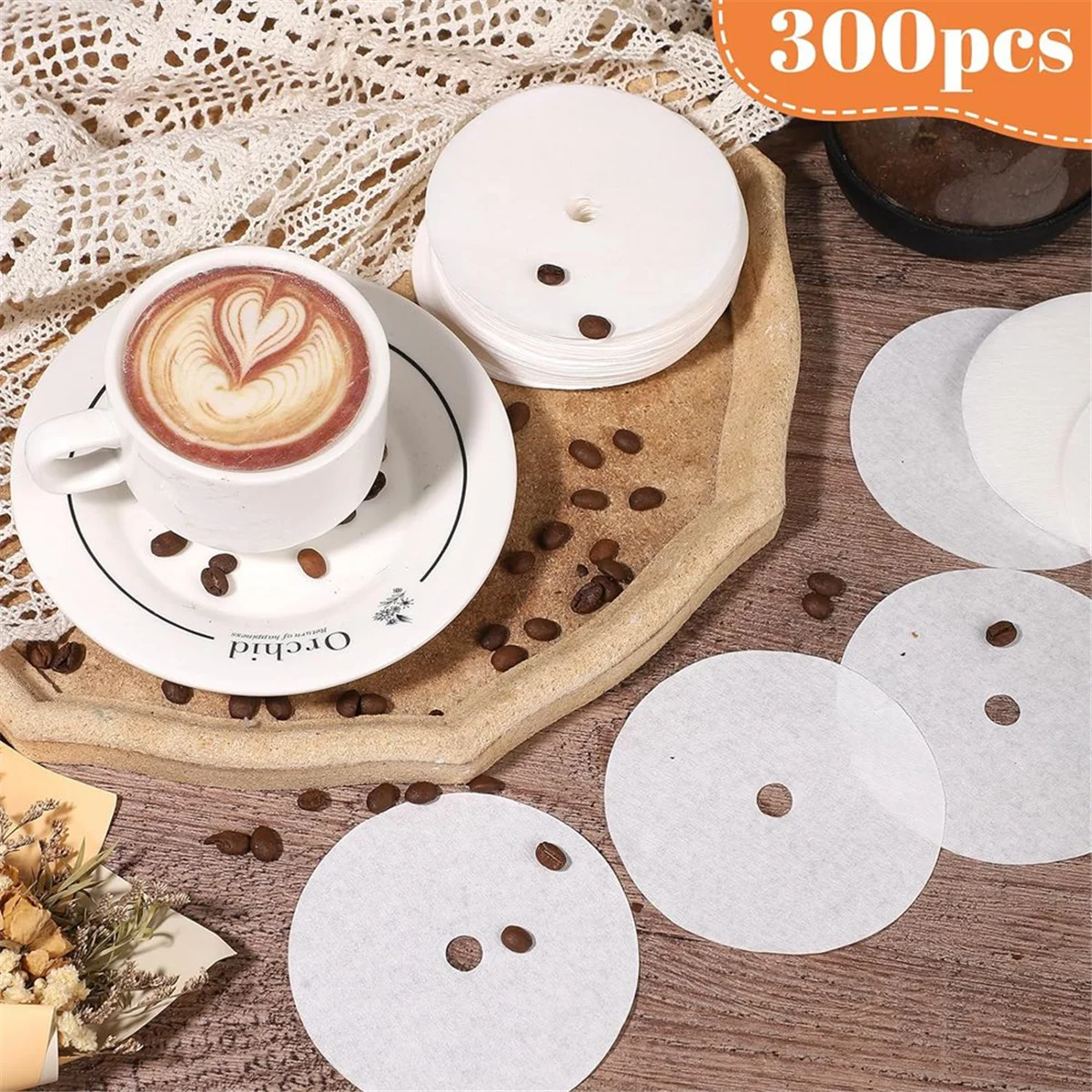 500PCS Count Percolator Coffee Filters, 3.75 Inch Natural Unbleached Disposable Coffee Filter Disc Coffee Filters White-A70Z
