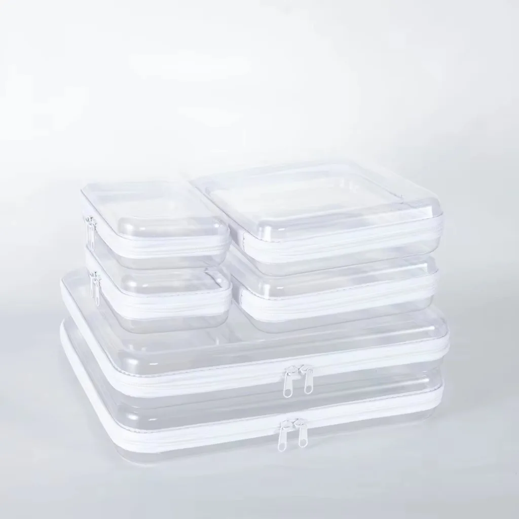 PET Plastic Container Multi-sized Cosmetic Storage Container Transparent Storage Box Solid Color Clear Desktop Box For Wardrobe