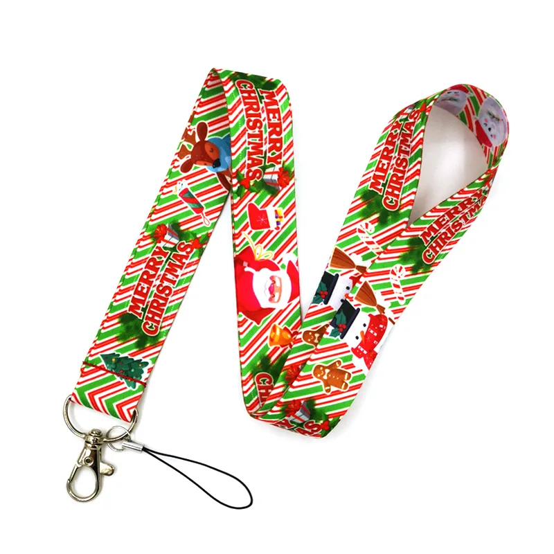 Merry Christmas Lanyard สําหรับ Key โทรศัพท์ Cool สายคล้องคอสําหรับกล้องนกหวีด ID Badge น่ารัก webbings ริบบิ้นของขวัญ