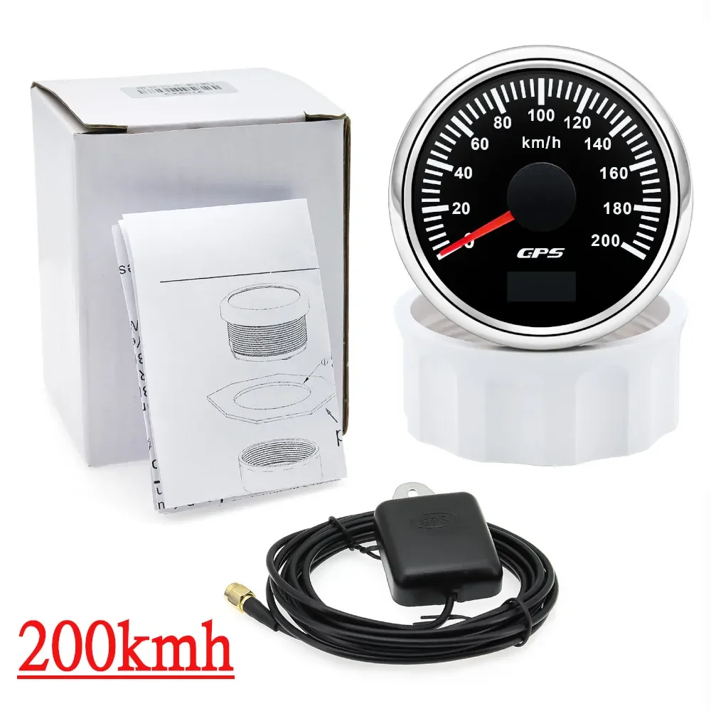 30/60/80/120/200 km/h 52 mm digitales GPS-Tachometer mit Antenne, Boot, Auto, Geschwindigkeitsmesser, 7-Farben-Hintergrundbeleuchtung, 12 V, 24 V