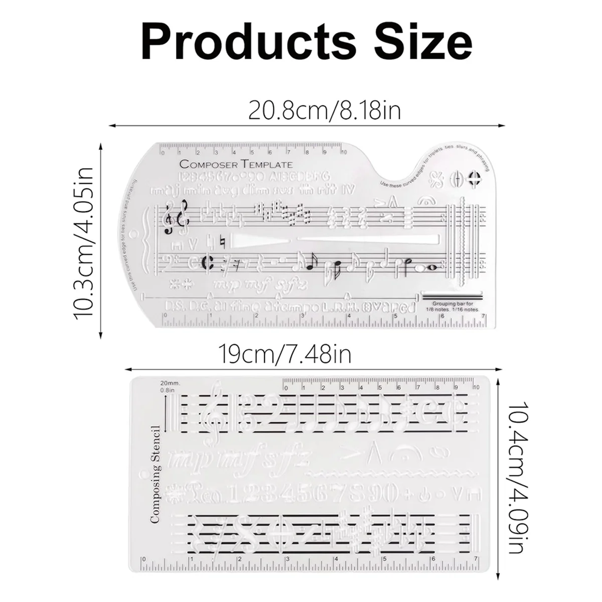 ADP-Song Writer'S Composing Template Stencil for Music Notes & Symbols Staff Drawing Ruler Music Composition Accessories A