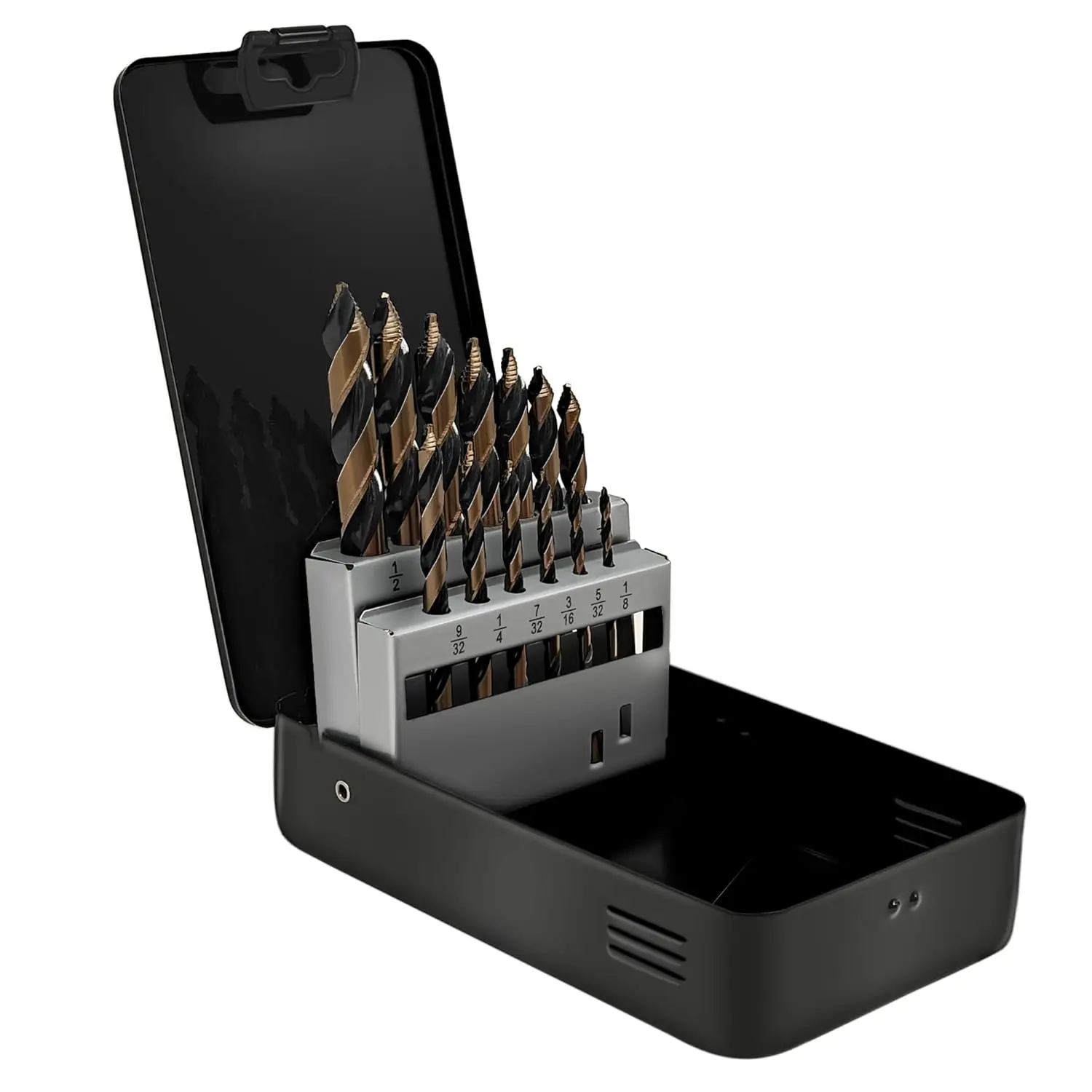 

13pc TurboStep Stubby Drill Bit Set, M35 Cobalt, 1/8"-1/2", No Pilot Hole Needed, for Hardened Steel & Stainless