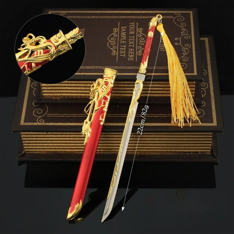 22cm/8.66in Game Peripheral Tang Horizontal Toy Swords Model Toy Alloy Sheathed Collection Weapon Ornament Desktop Display Gifts