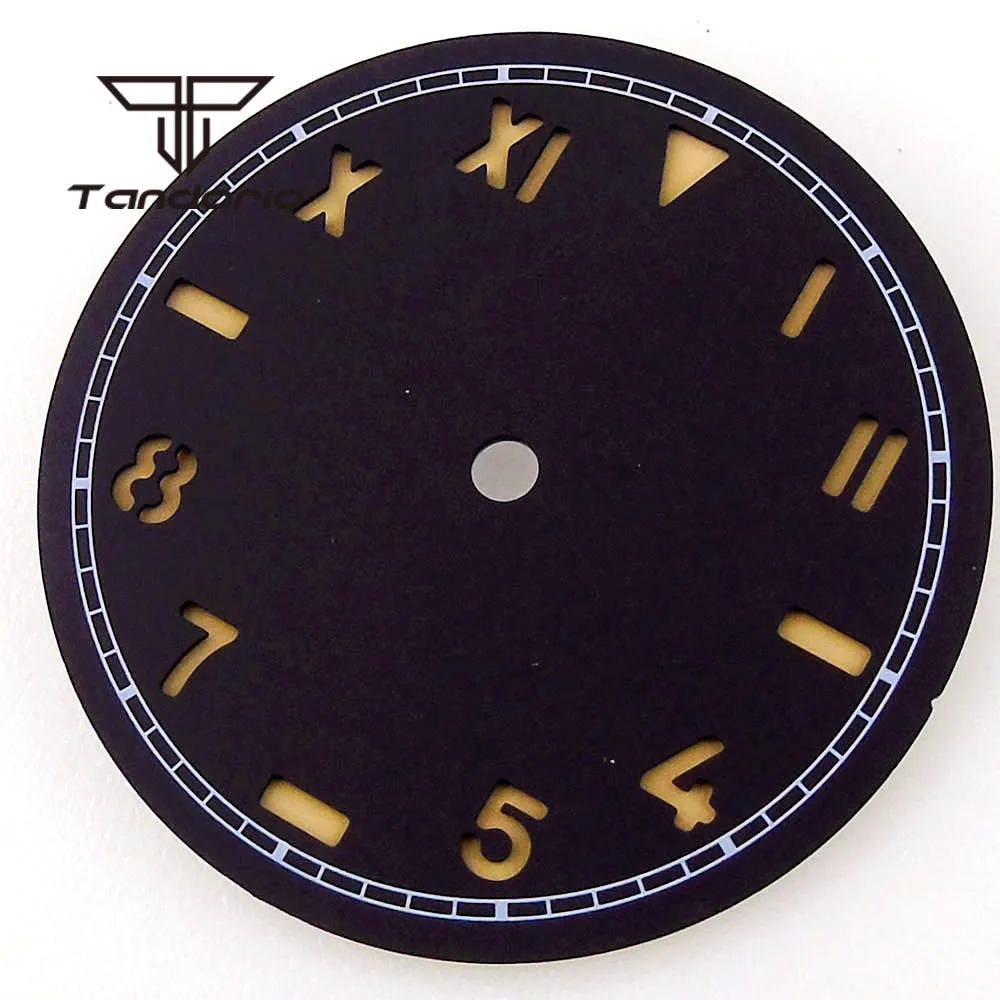 37mm Yellow/Green/Black California/Sandwich Watch Dial Fit ETA6497 6498 ST3600 3620 Hand Winding Movement Watch Part Accessories