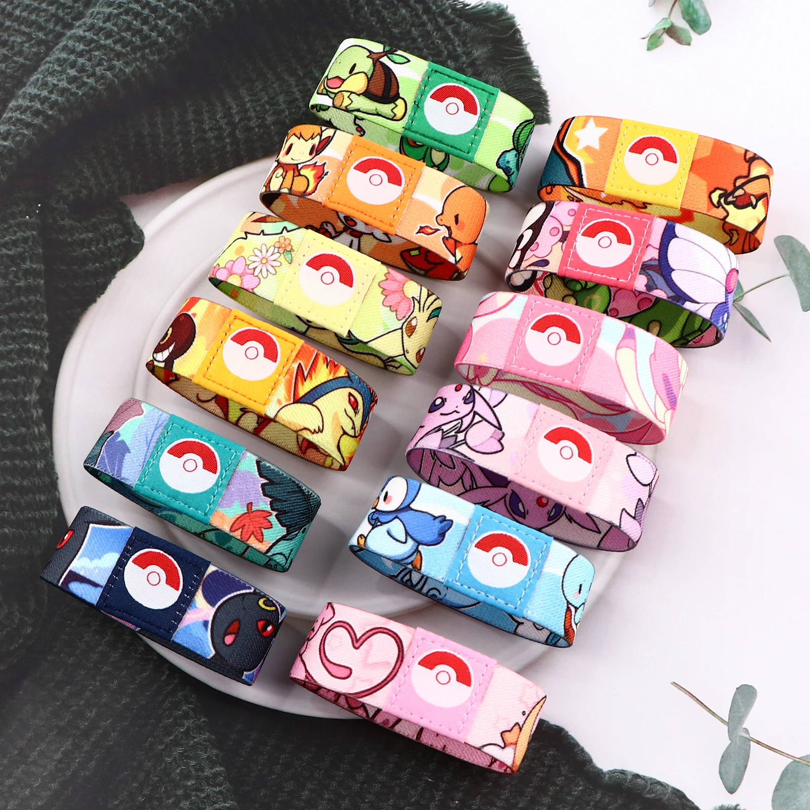 Cartoon Animation Cloth Stretch Wristband Bracelet Flexible Wrist Band Cuff Bracelet Sports Casual Bangle For Women Men Gifts