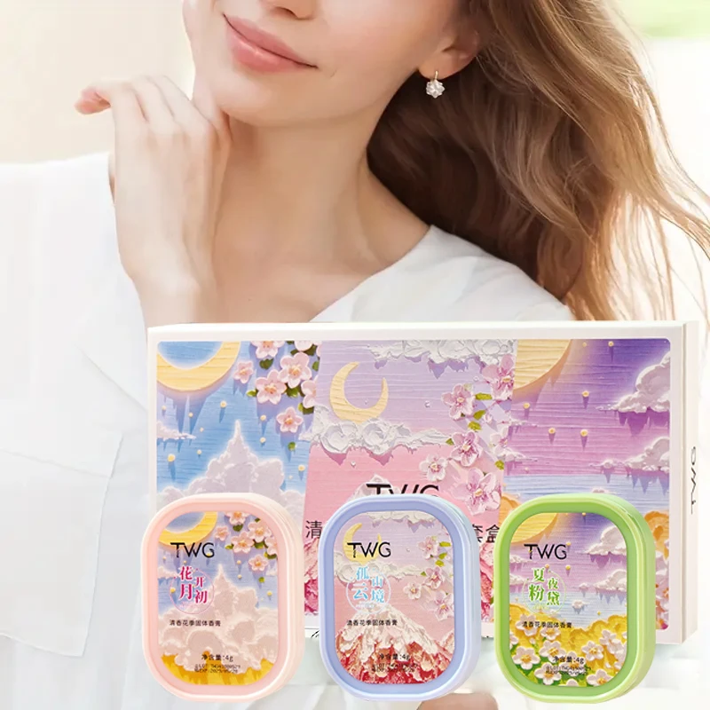 3pcs Flower Season Fragrance Set Box, Natural Flowers, Long-Lasting Fragrance, Suitable for Dating, Ideal Valentine's Day Gift