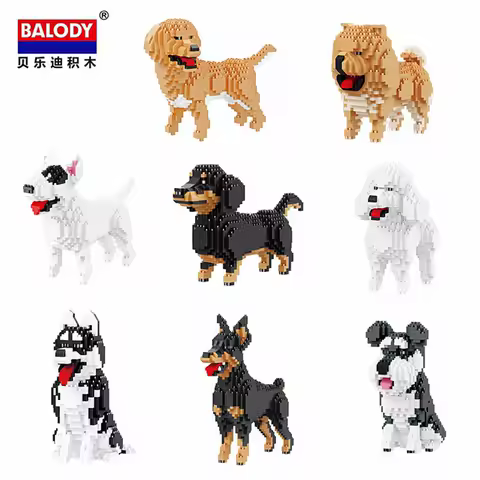 Assembly Mini Blocks Toys Animal Model Corgi Dog Dachshund Diamond Bricks Schnauzer Kids Gifts Girls Christmas Present Pet Shop