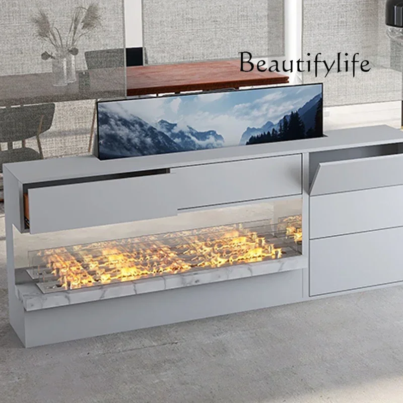 

Intelligent remote control lift TV partition cabinet can be placed in fireplace custom voice control integrated