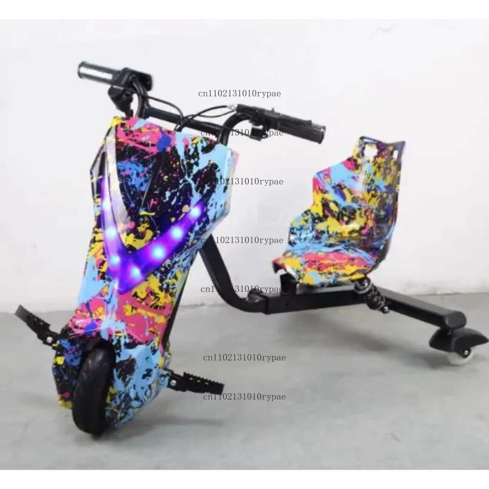 Electric three-wheel drift car, adult V type, retractable long battery life, tail-flicking kart, balance car, battery car