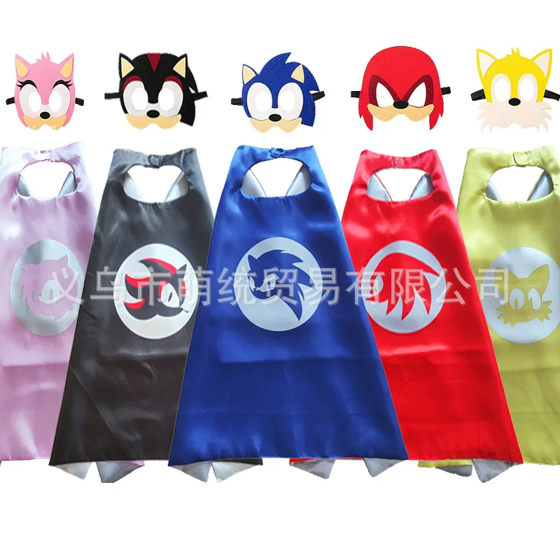 Sonic-Juego de juguetes para Halloween, máscara, capa, Cosplay, dibujos animados, erizo, decoración de fiesta, accesorios de disfraz para niños, juguetes para fiesta de cumpleaños