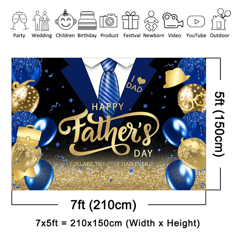 Mocsicka feliz dia dos pais pano de fundo amor pai melhor pai nunca festa azul e ouro brilho dia dos pais decoração foto fundo