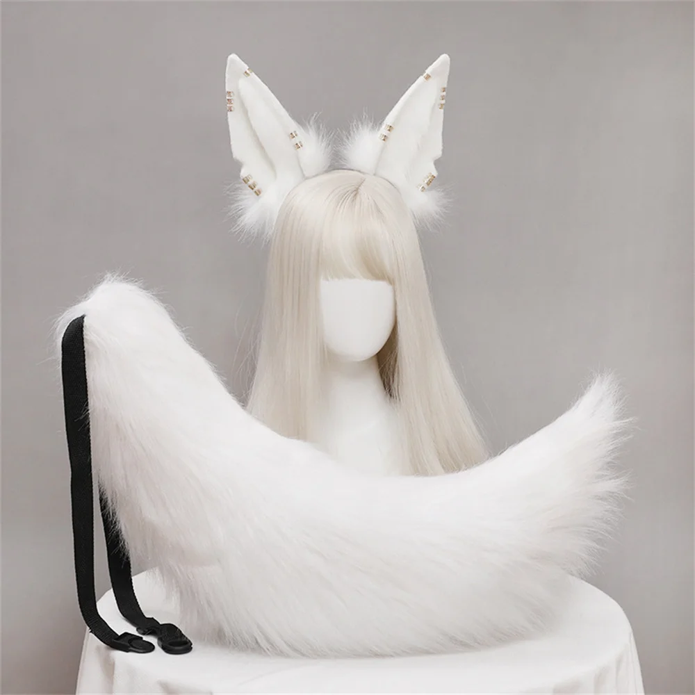 6 Colors 2Pcs/set Plush Jackal Cat Ears Cosplay Lolita Headband Fox Cat Tail Furry Animal Ears Headwear Kawaii Halloween Costume